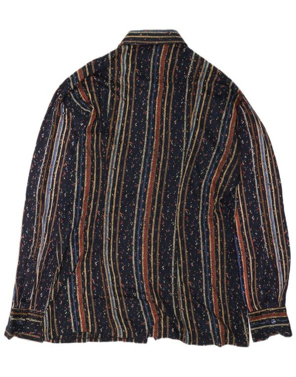 Camisa masculina vintage média azul marinho listrada