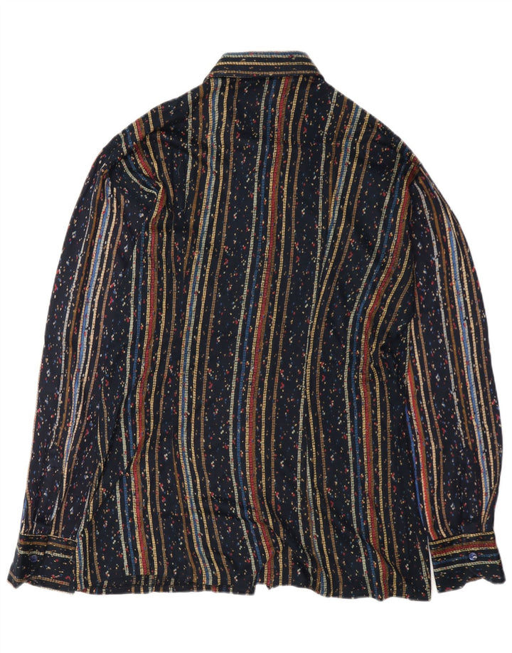 Camisa masculina vintage média azul marinho listrada