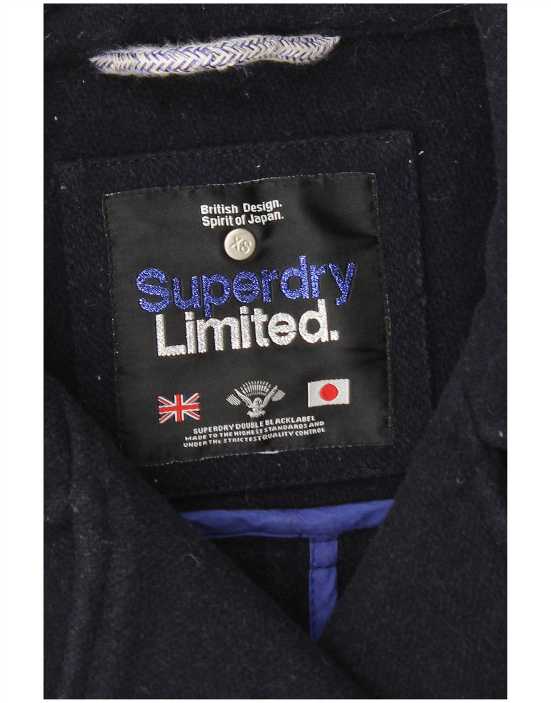 Casaco feminino Superdry Double Breasted UK 6 XS azul marinho lã