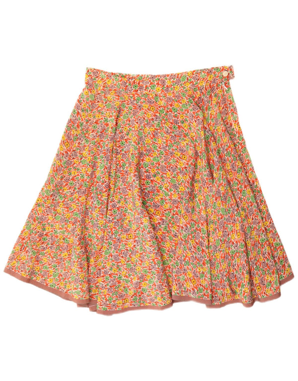 Saia evasê feminina VINTAGE W32 grande floral multicolorida
