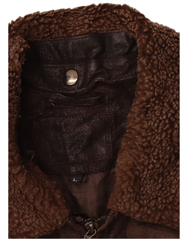 Jaqueta de couro masculina vintage UK 40 grande couro marrom clássico