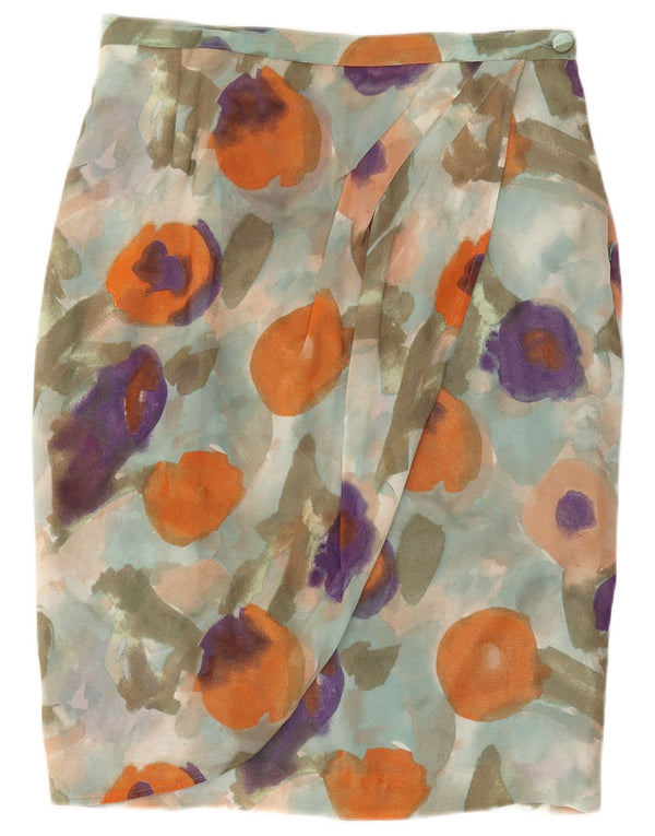 Saia feminina vintage W34 grande floral multicolorida