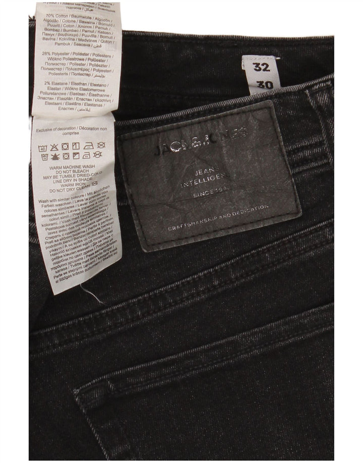 Jeans masculinos Jack & Jones desgastados slim W32 L30 algodão preto