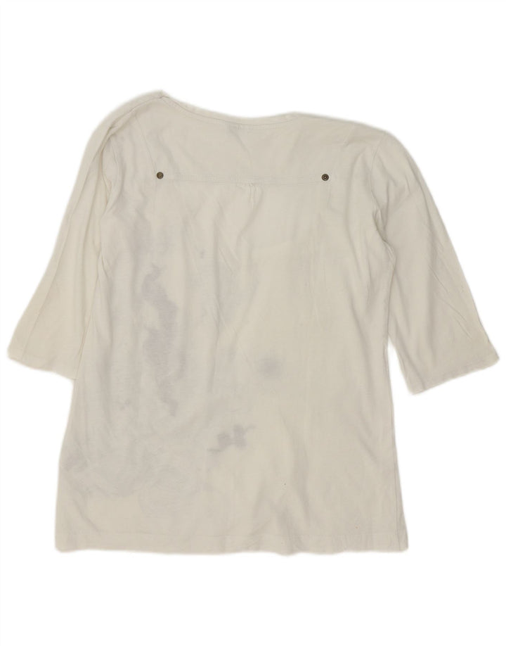 Top feminino Lee manga 3/4 Reino Unido 16 grande algodão branco
