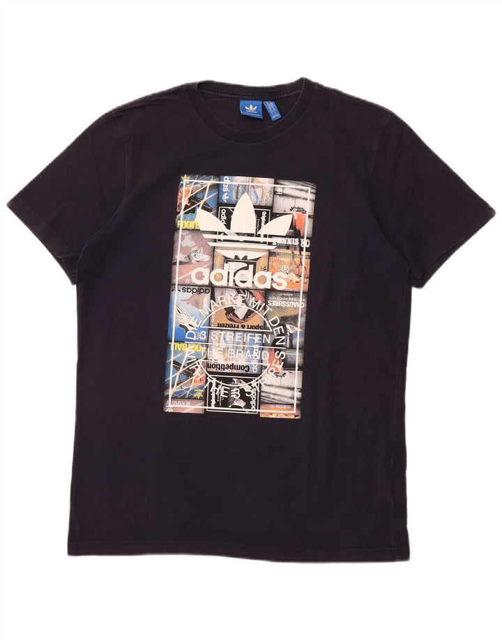 Adidas Camiseta Masculina Graphic Top Médio Algodão Azul Marinho