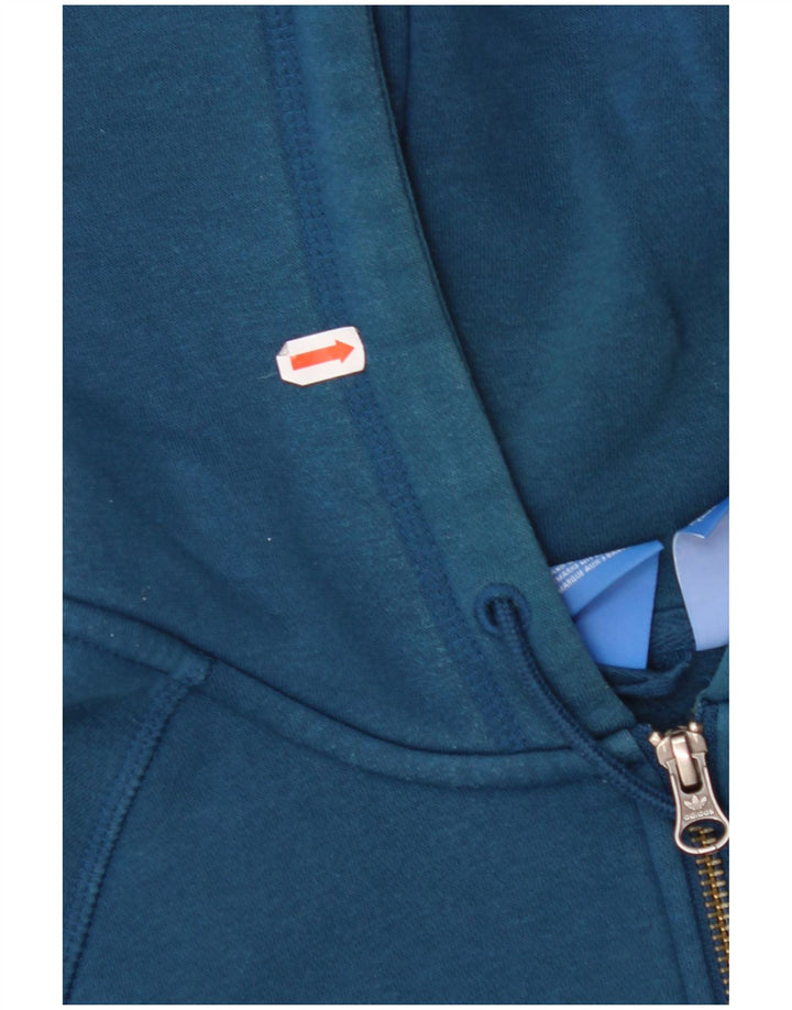 ADIDAS Suéter feminino com capuz e zíper gráfico UK 10 pequeno algodão azul