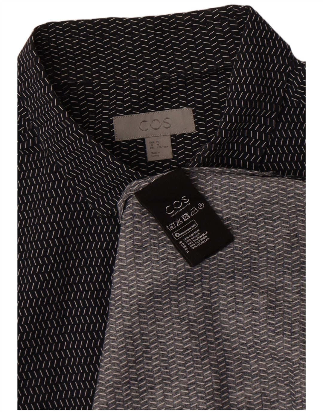 Cos Camisa masculina de manga curta pulôver médio azul marinho algodão manchado