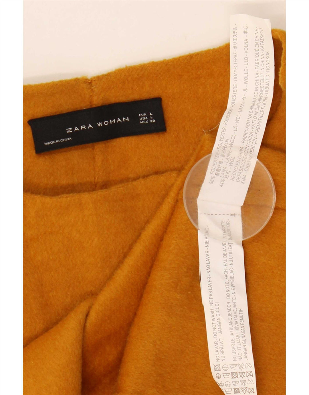 Zara Casaco feminino curto com peito duplo Reino Unido 14 grande poliéster amarelo