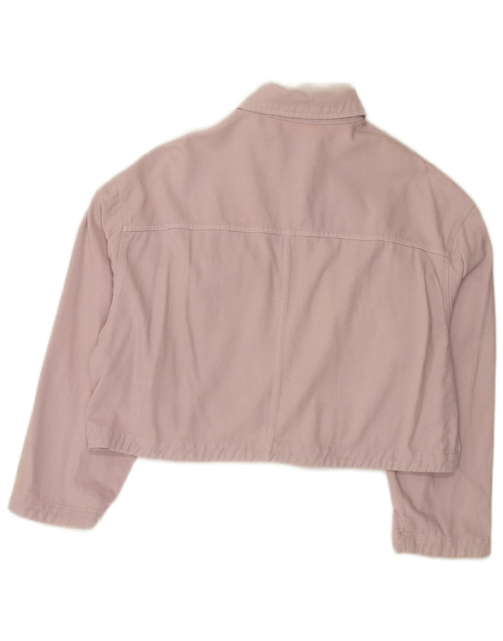 Jaqueta jeans feminina Zara Oversized UK 6 XS algodão rosa