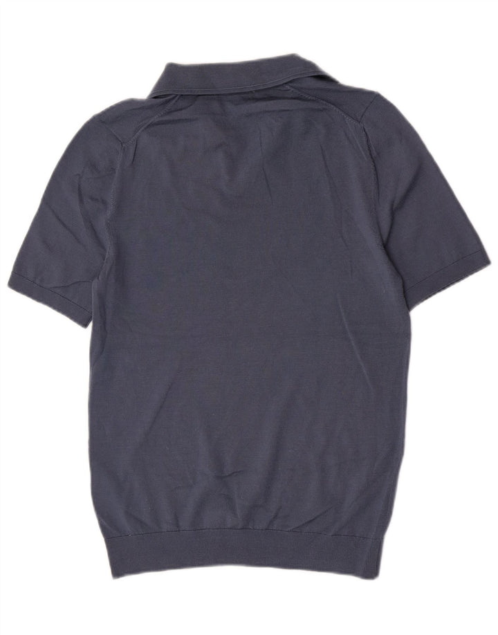 Camisa polo masculina Reiss pequena lã azul