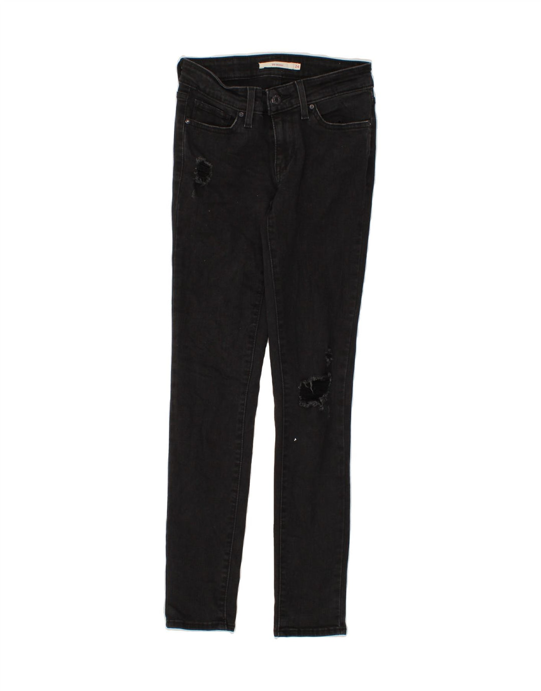 LEVI'S Womens 711 Distressed Skinny Jeans W24 L30 Black Cotton Vintage Levi's and Second-Hand Levi's from Messina Hembry 