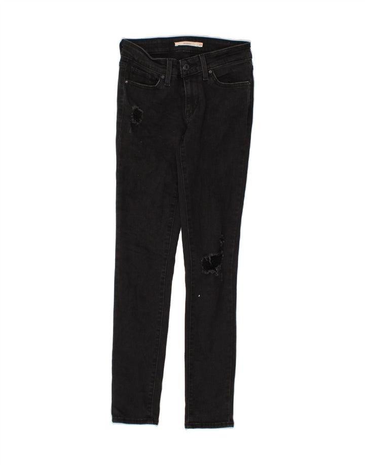 LEVI'S Womens 711 Distressed Skinny Jeans W24 L30 Black Cotton Vintage Levi's and Second-Hand Levi's from Messina Hembry 