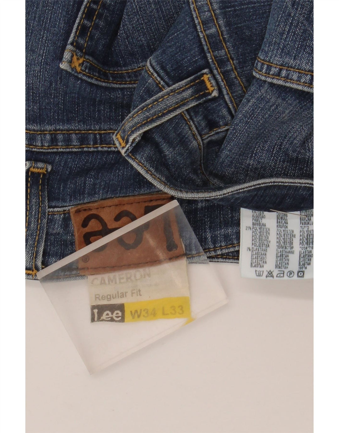 LEE Masculino Cameron Regular Fit Jeans Reto W34 L33 Azul Algodão