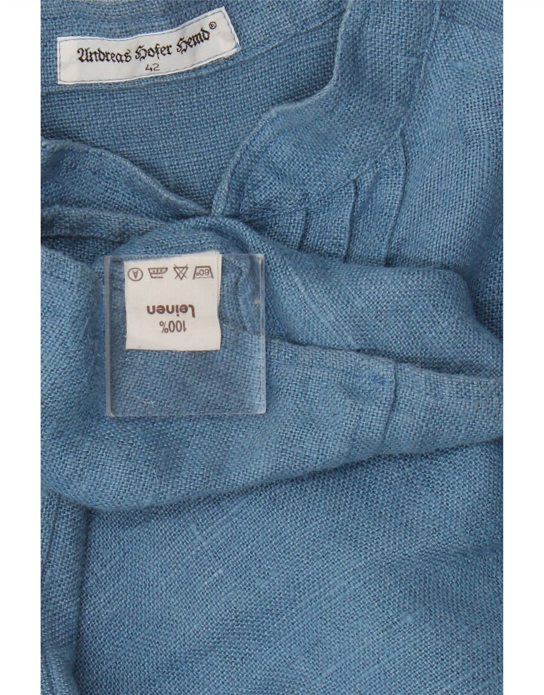 Blusa feminina vintage de manga comprida grande tamanho UE 42 linho azul grande