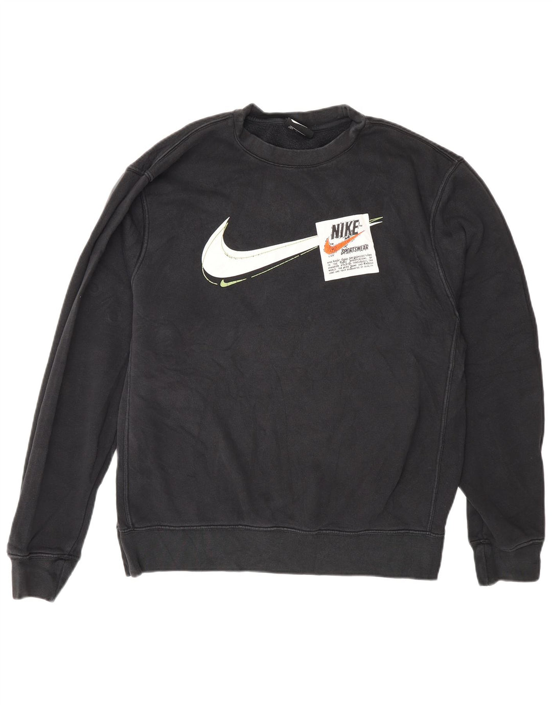Nike masculino gráfico moletom jumper médio algodão preto