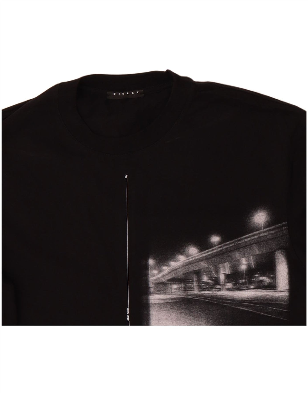 SISLEY Mens Graphic T-Shirt Top Small Black