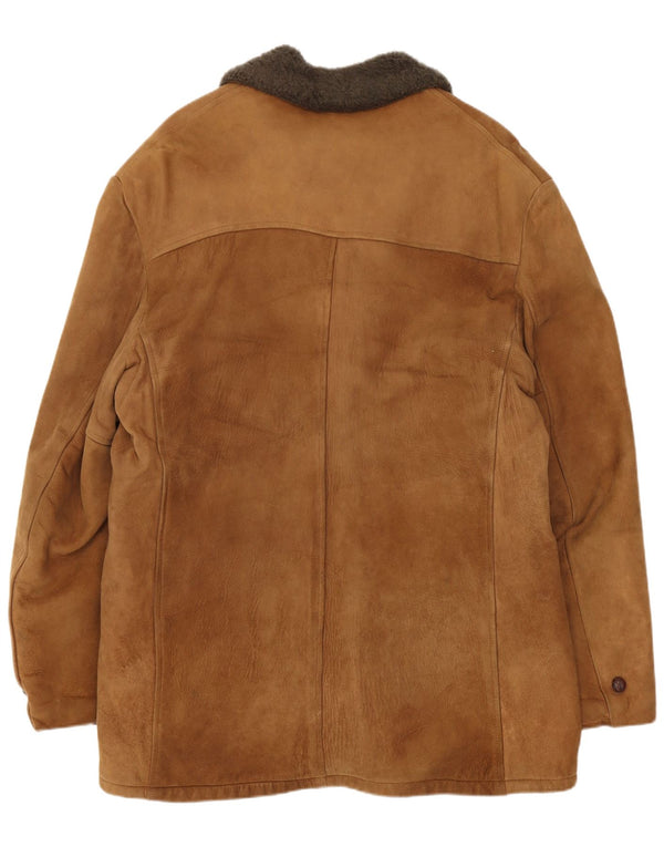 Jaqueta masculina vintage Shearling UK 38 marrom médio