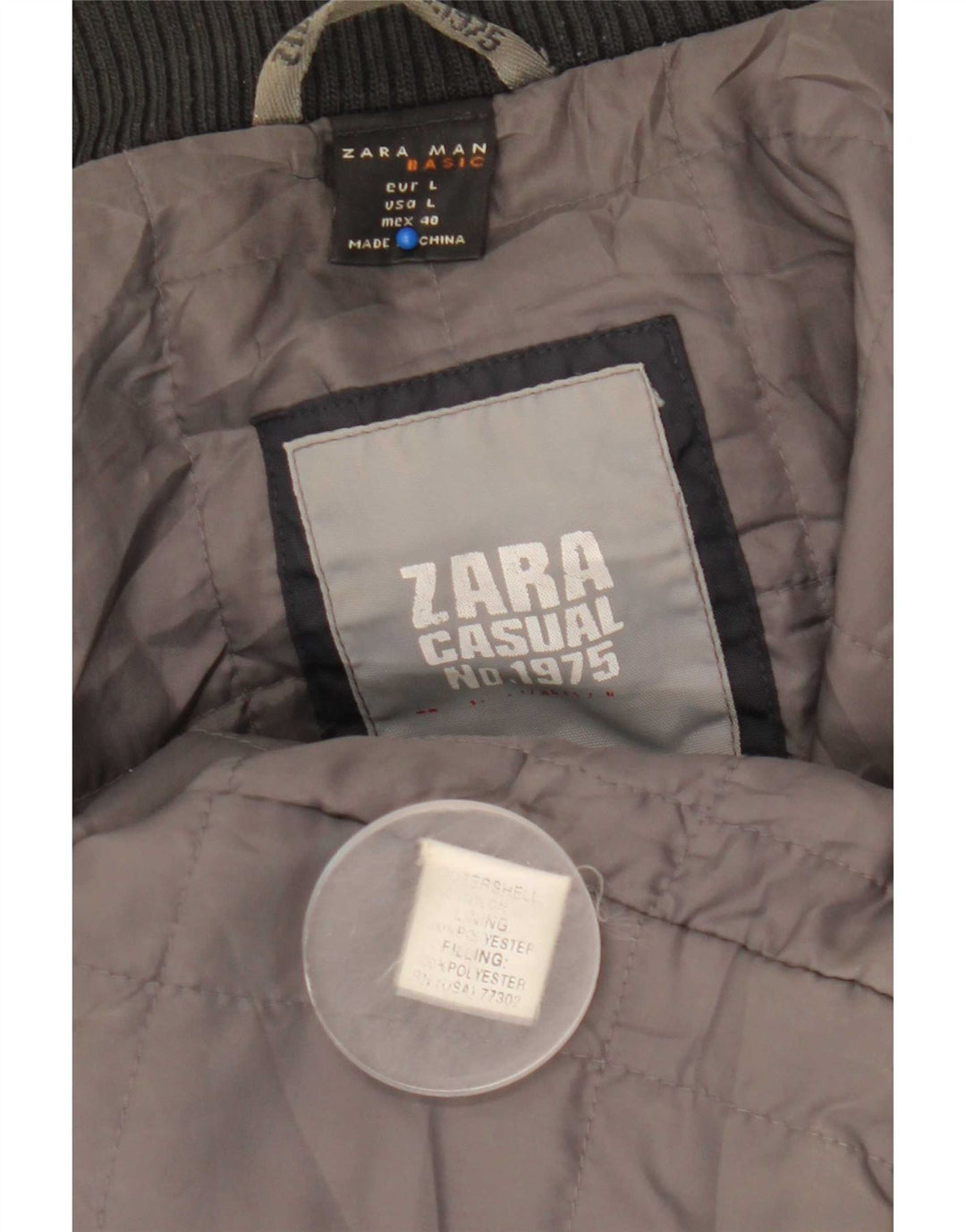 Zara Jaqueta masculina acolchoada com capuz UK 40 grande nylon azul marinho