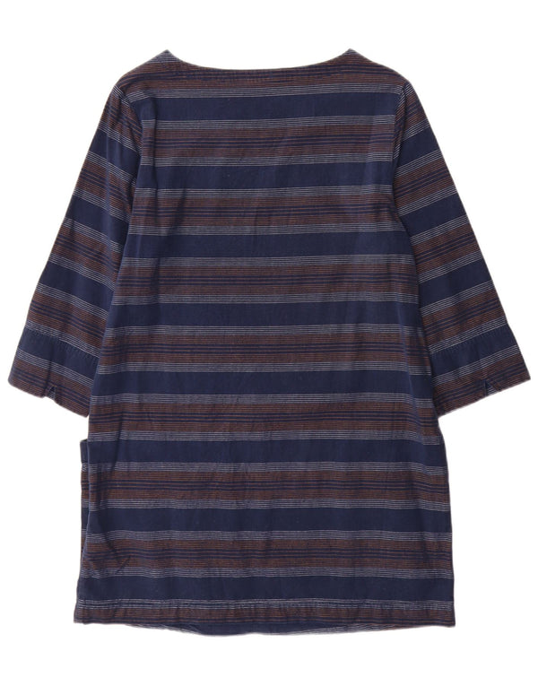 Vestido túnica feminino Seasalt manga 3/4 Reino Unido 12 algodão listrado azul marinho médio