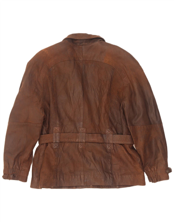 Jaqueta de couro feminina vintage para motociclista IT 42 marrom médio