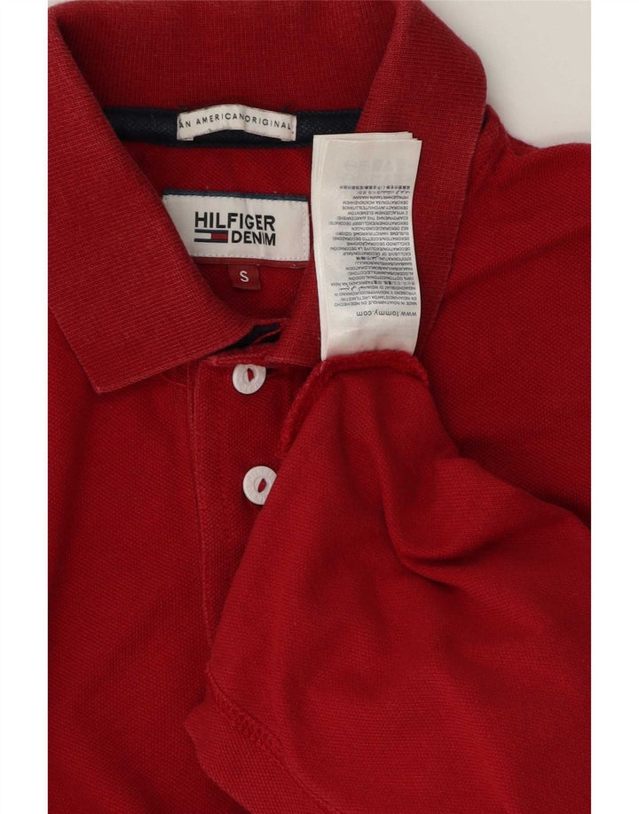 Camisa polo masculina Tommy Hilfiger gráfica pequena de algodão vermelho