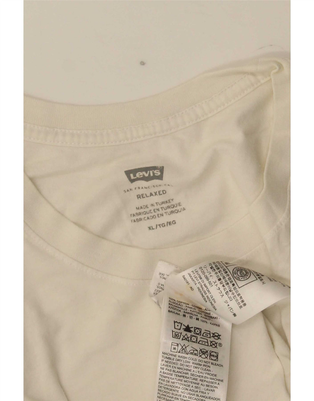 Camiseta masculina Levi's Relaxed Graphic Top XL de algodão branco