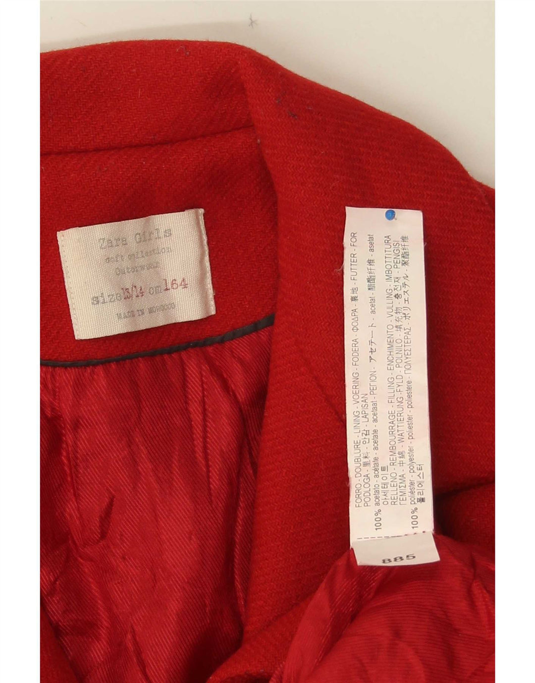 Sobretudo Zara Meninas 13-14 Anos Acetato Vermelho