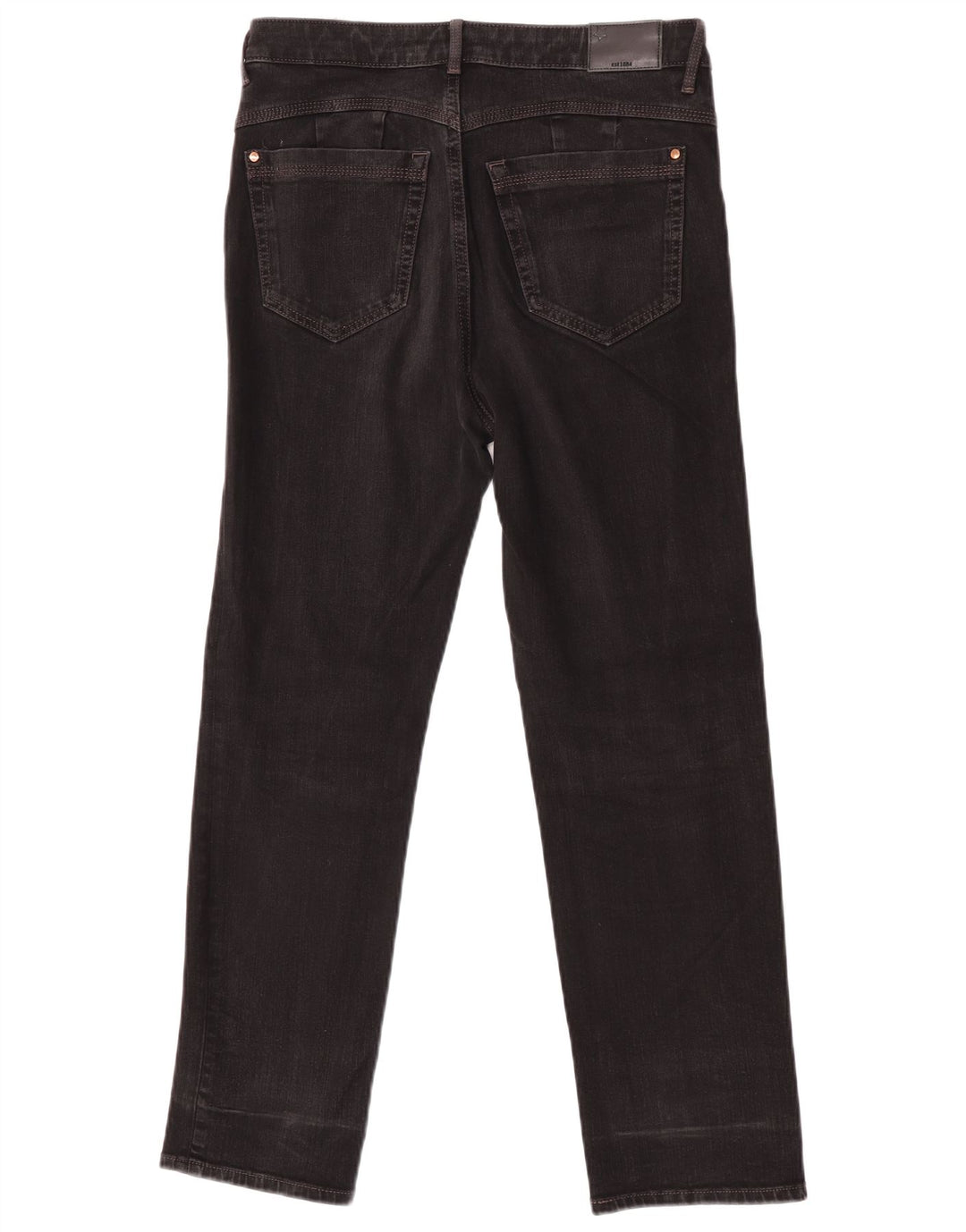 Jeans retos femininos Marks & Spencer Reino Unido 12 médio W32 L27 algodão preto