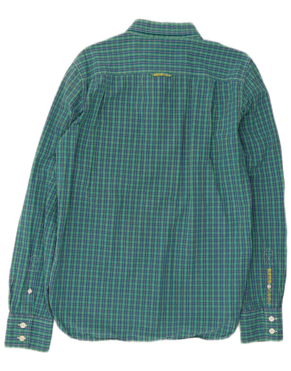 Camisa masculina Superdry grande algodão xadrez azul