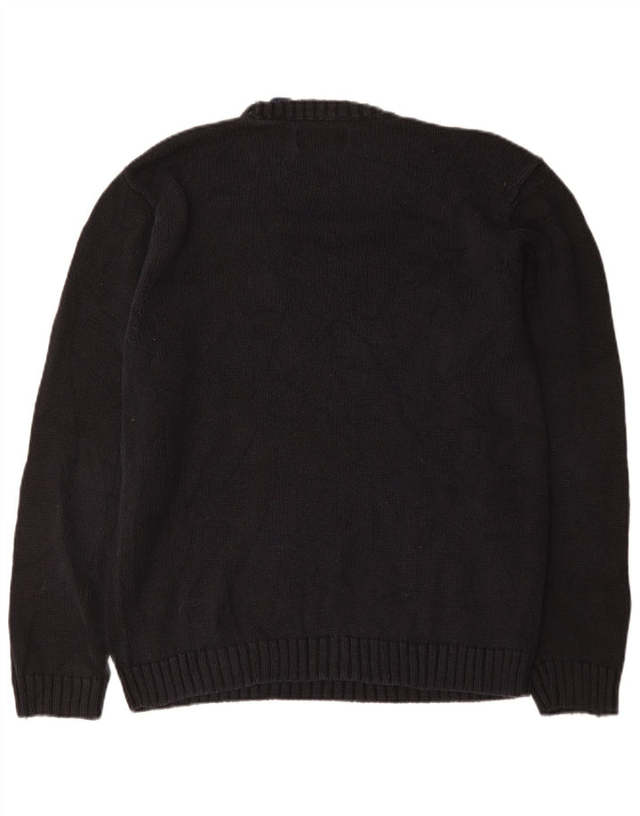 Suéter masculino Chaps com gola redonda, algodão preto médio