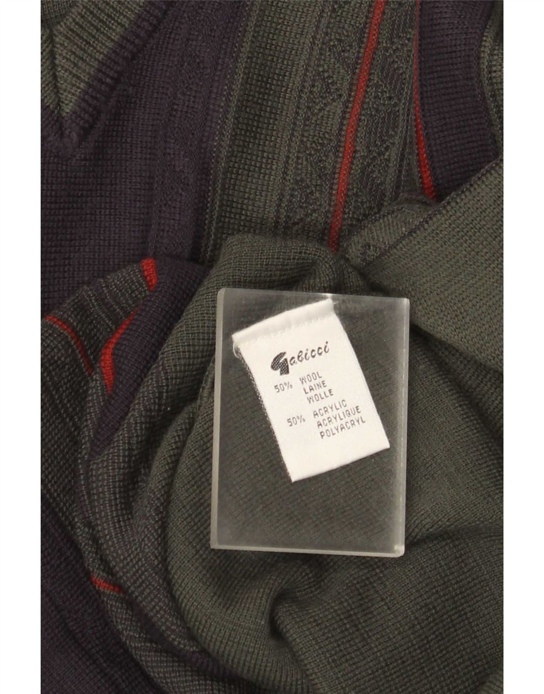 Suéter masculino Gabicci com decote em V, lã colorblock médio cáqui