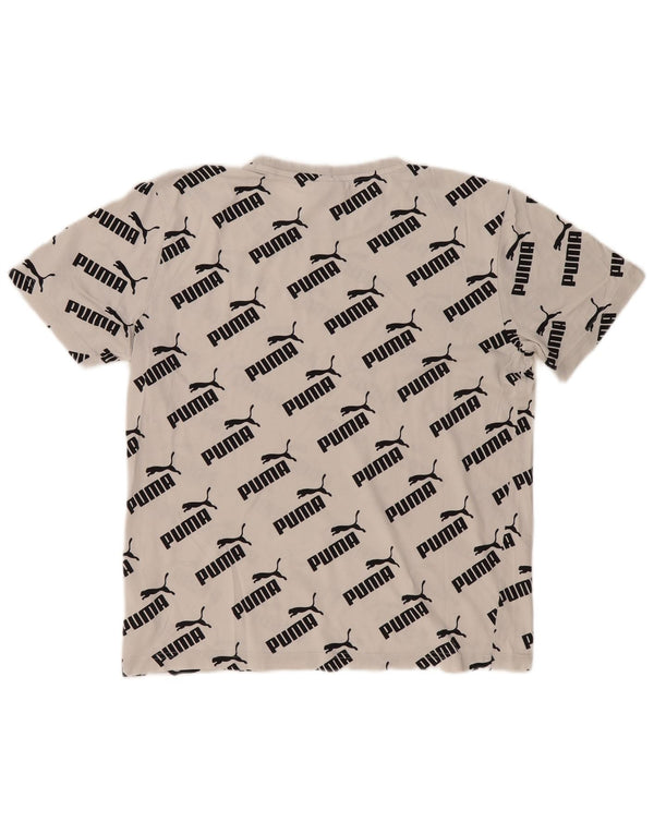 Puma Mens Graphic T-Shirt Top Pequeno Algodão Branco