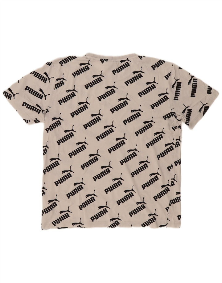 Puma Mens Graphic T-Shirt Top Pequeno Algodão Branco