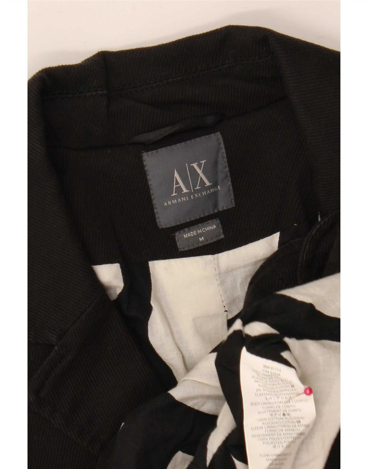 Jaqueta blazer feminina Armani com 3 botões UK 12 algodão preto médio