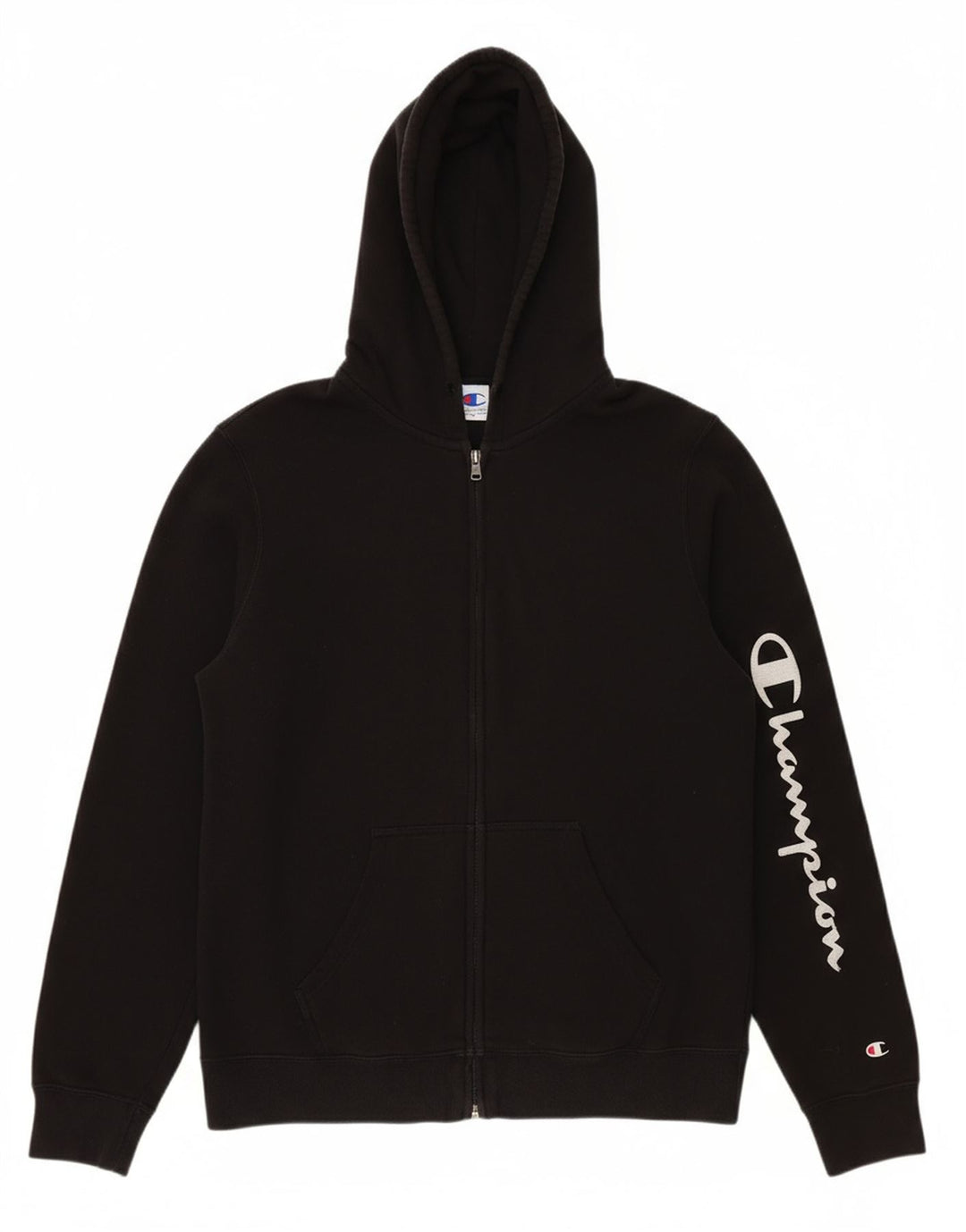 CHAMPION Suéter masculino com capuz e zíper gráfico médio preto