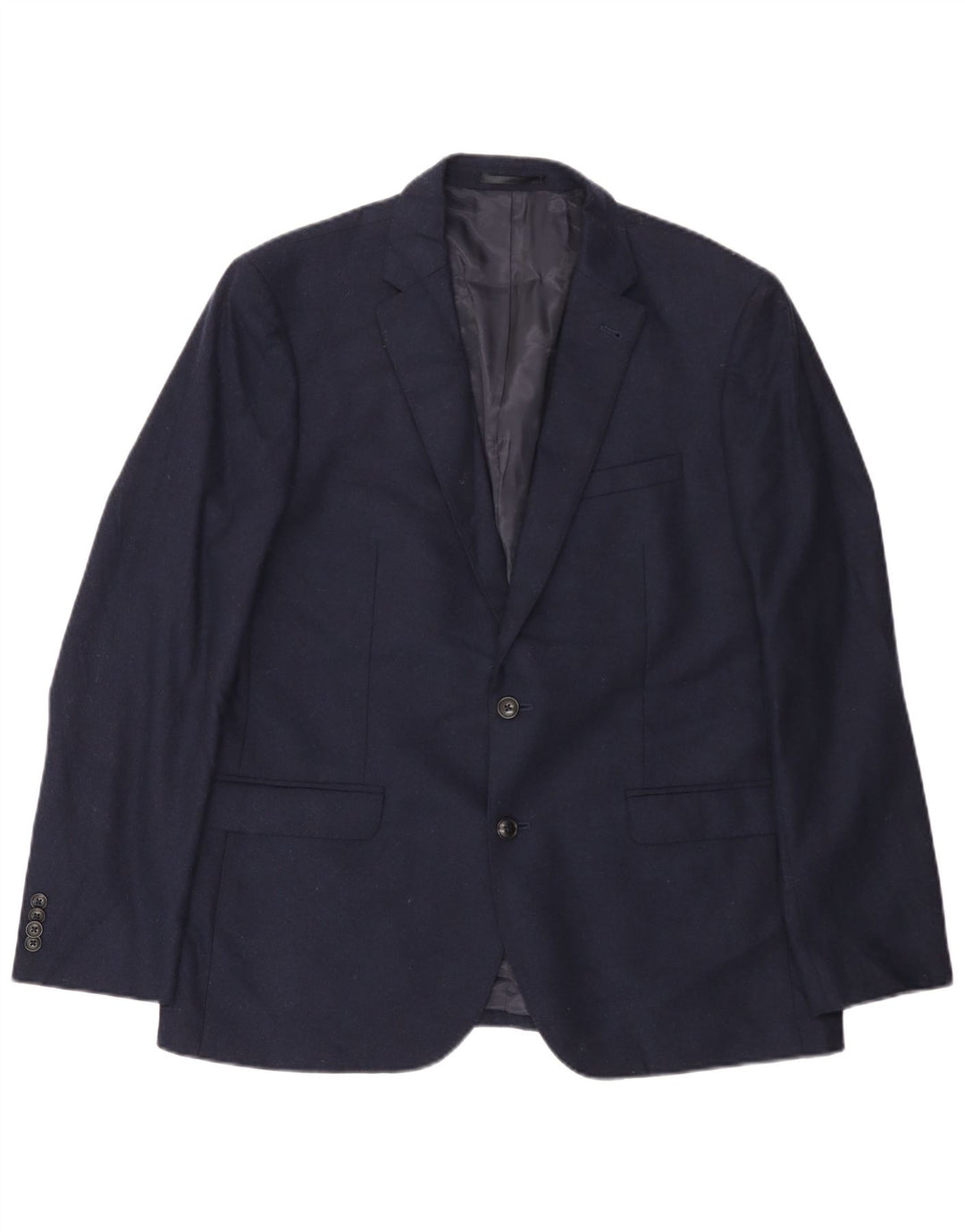 Jaqueta blazer masculina de 2 botões John Lewis Reino Unido 44 2XL lã azul marinho
