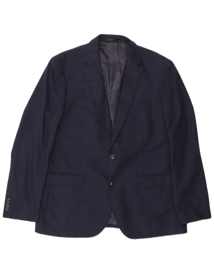 Jaqueta blazer masculina de 2 botões John Lewis Reino Unido 44 2XL lã azul marinho