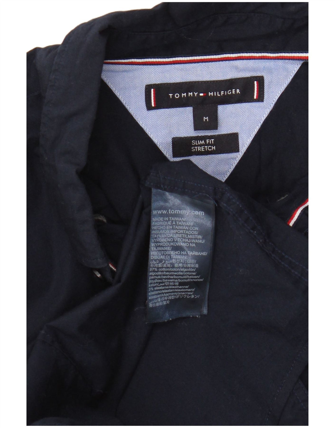 Camisa masculina Tommy Hilfiger Slim Fit médio algodão azul marinho