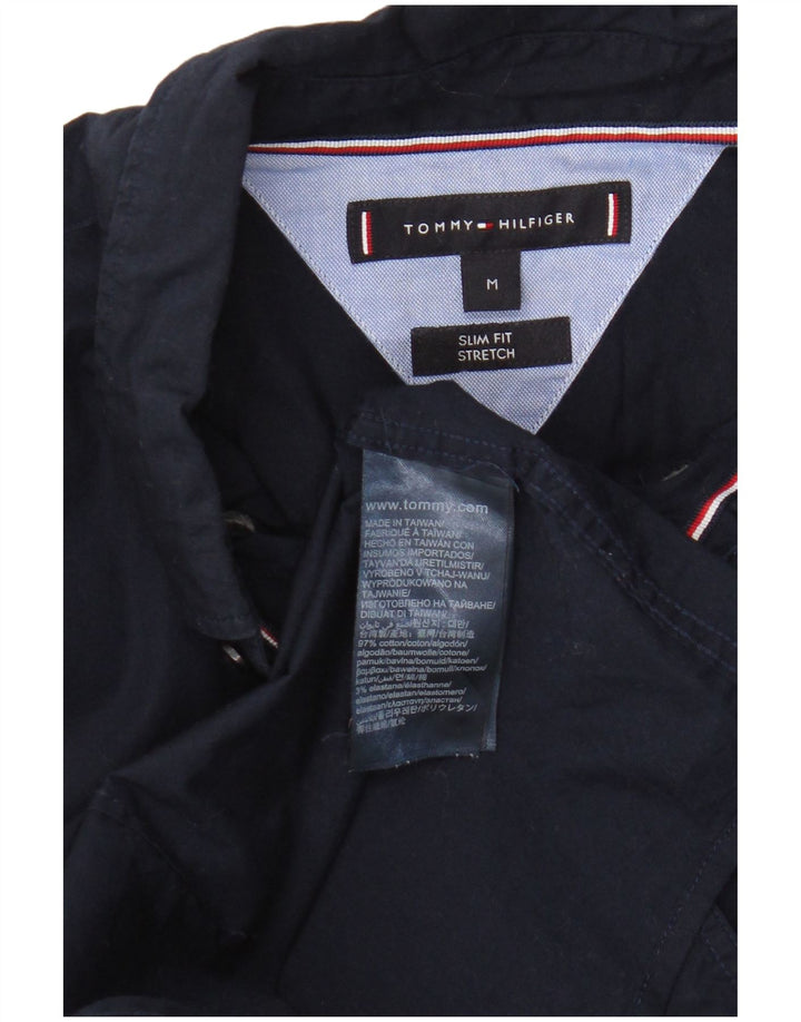 Camisa masculina Tommy Hilfiger Slim Fit médio algodão azul marinho