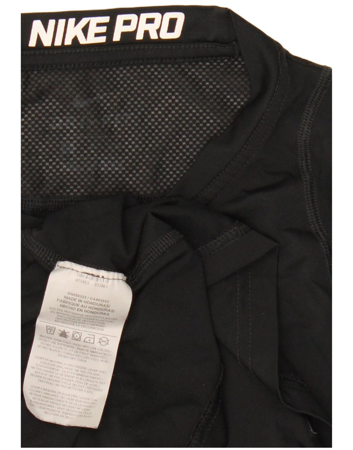 Top gráfico Nike masculino Dri Fit manga comprida pequeno poliéster preto