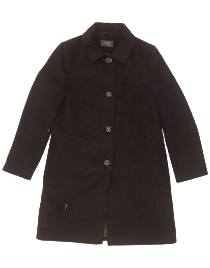 Sobretudo feminino Marks & Spencer UK 10 pequeno poliéster preto