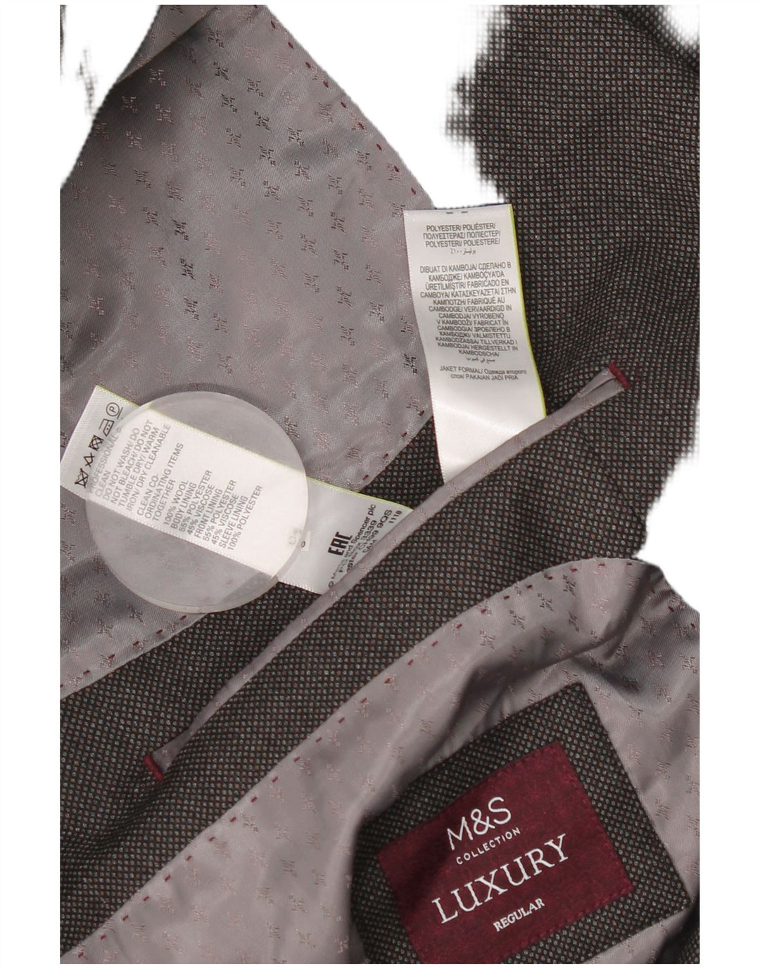 Jaqueta Blazer Masculina Marks & Spencer Regular Fit 2 Botões Reino Unido 46 XL Cinza