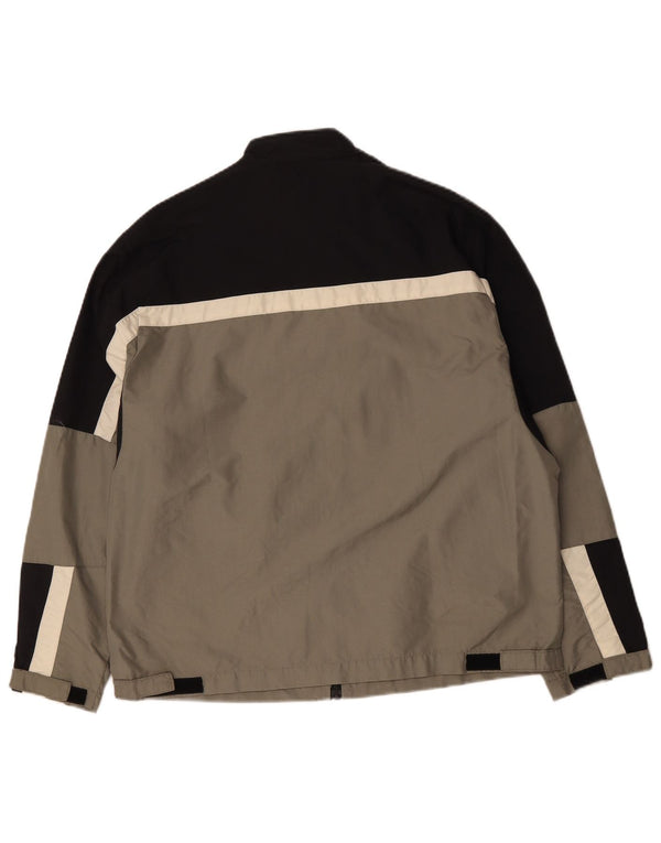 Jaqueta corta-vento masculina vintage UK 38 poliamida colorblock cinza médio