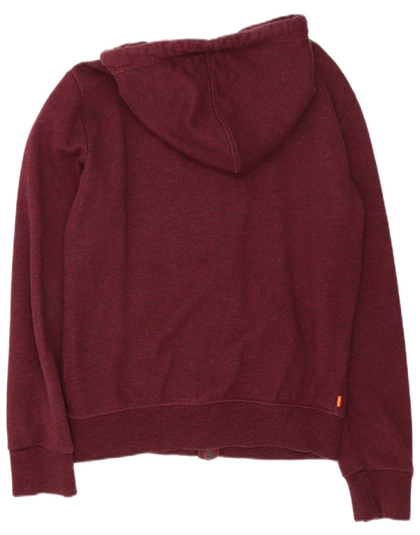 Suéter masculino Superdry com capuz e zíper pequeno algodão manchado cor de vinho