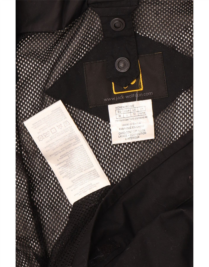 Jaqueta de chuva feminina com capuz Jack Wolfskin Reino Unido 12/14 poliamida preta média