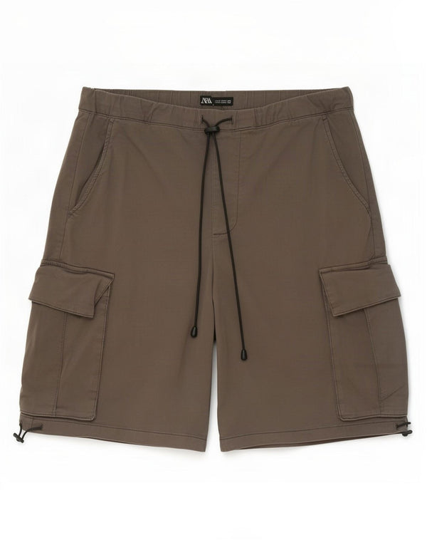 Zara Mens Cargo Shorts Médio W31 Cinza Algodão