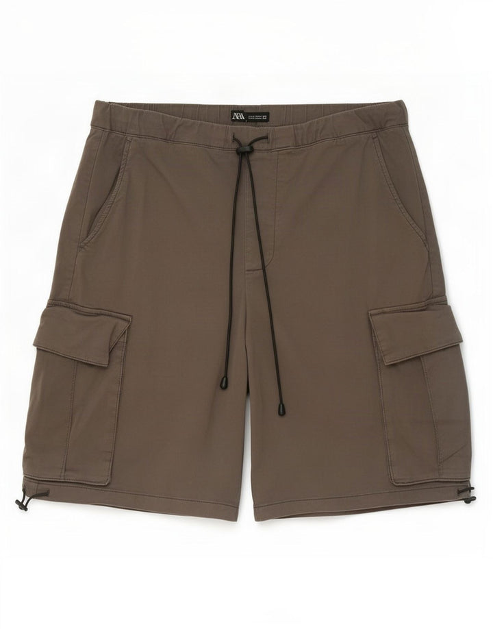 Zara Mens Cargo Shorts Médio W31 Cinza Algodão