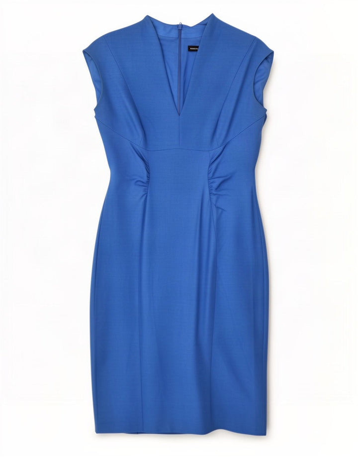 Vestido bainha feminino Karen Millen UK 14 viscose azul médio