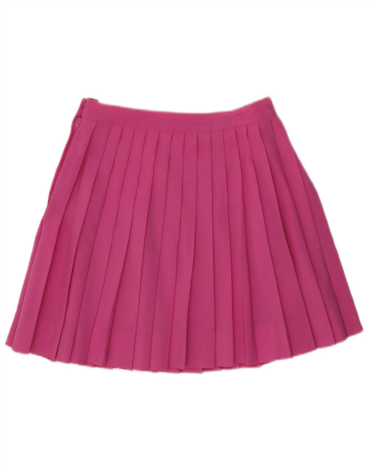 Saia feminina mini faca plissada Stefanel IT 42 médio W25 lã rosa