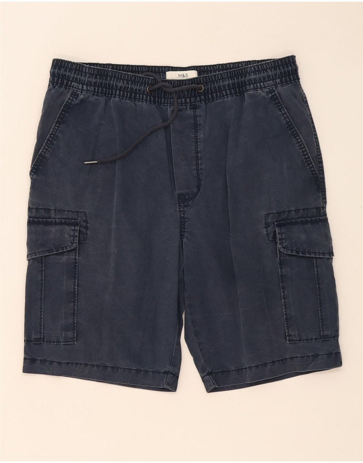 Shorts cargo masculino MARKS & SPENCER W34 grande algodão azul marinho
